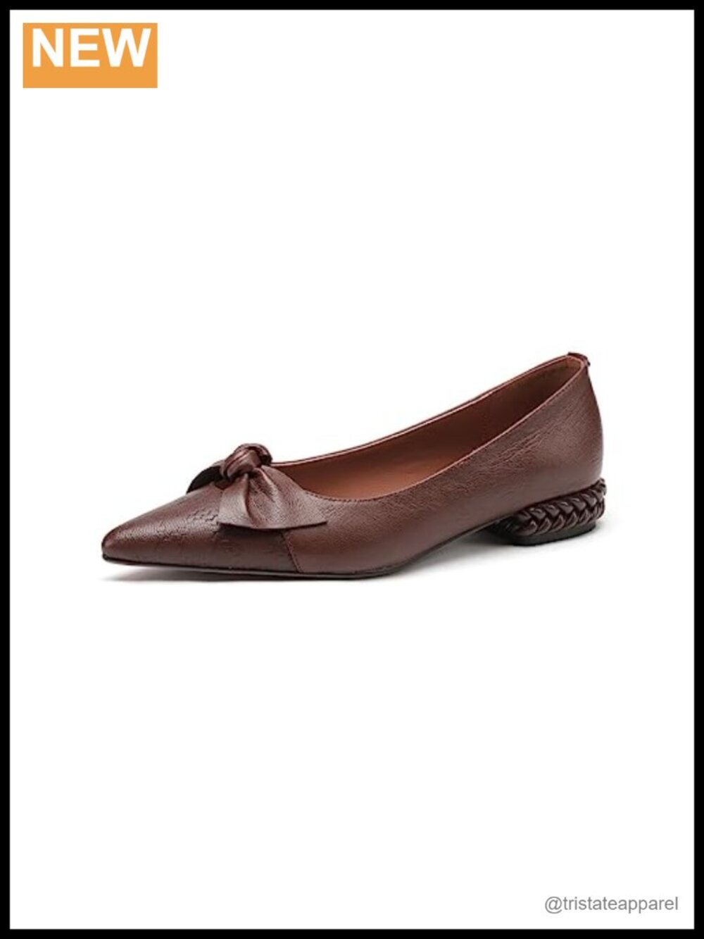 Handmade Genuine Leather Pointed Toe Office Flats Bow